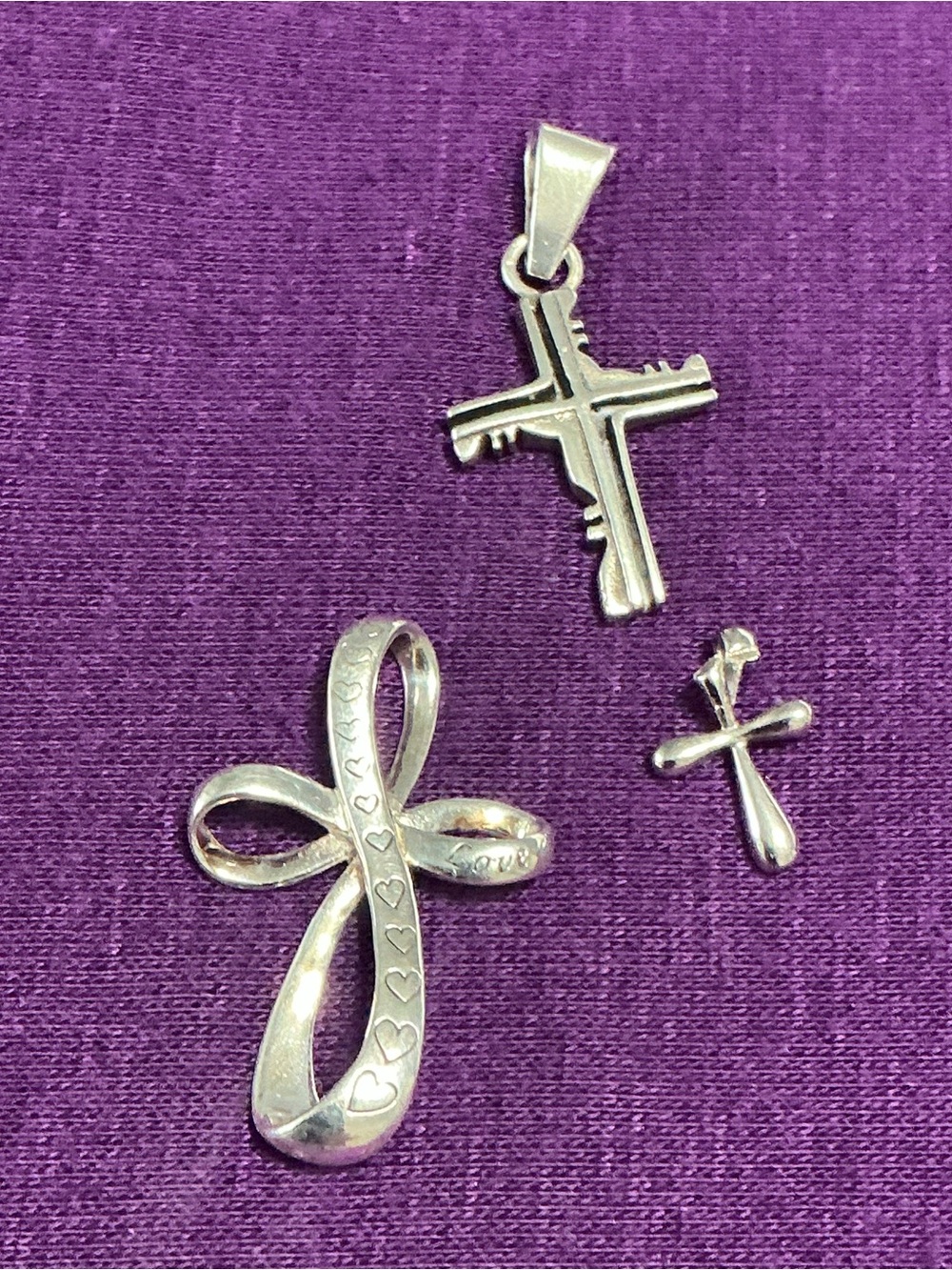 3 Sterling 925 Cross Pendant Charms